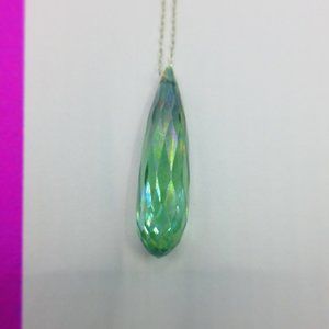 Green Aura Quartz Drop Faceted Gemstone 18" Necklace